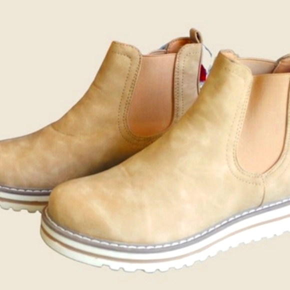 Woman's Slip on Fit, tan-army boots size:7 - Picture 3 of 5